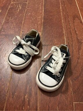 Converse Toddlee Black Low-Top Sneakers with White Toe